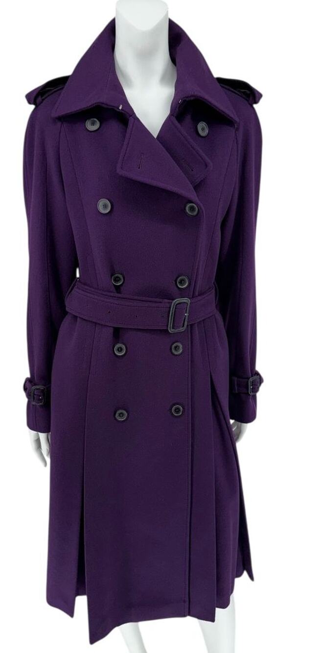 Burberry London Wool & Cashmere Trench Coat – Deep Purple US 12